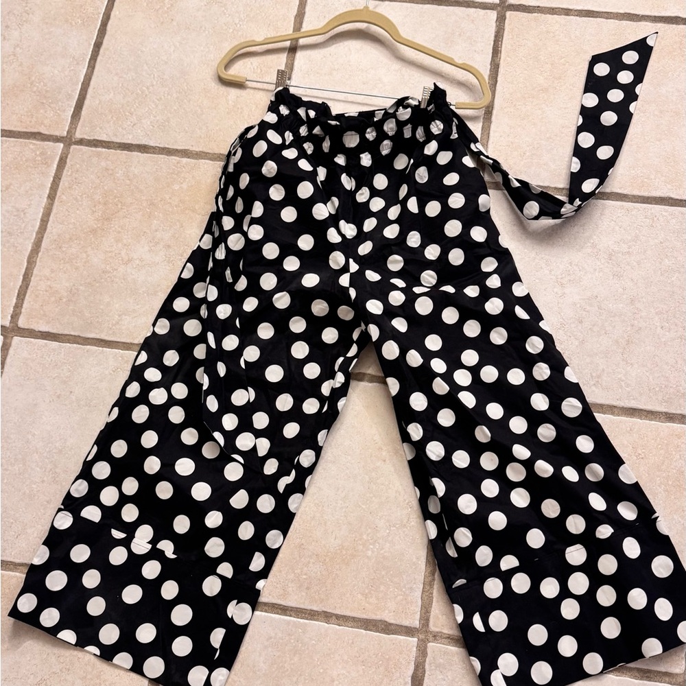 Club Monaco Black and White Polka Dot Pants